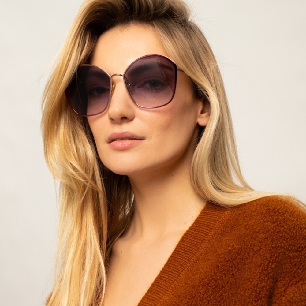 CHLOE GOLD BURGUNDY VIOLET GRADIENT SUNGLASSES CH0015S - Picture 1 of 6